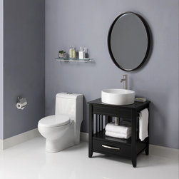 Art Deco 24 inch Black Bathroom Vanity Black Granite Top - Bathroom Vanities And Sink Consoles