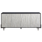 Universal Furniture - Universal Furniture Curated Olso Entertainment Console - The Oslo Entertainment Console is crafted with a classic black and white composition yet infused with a modern twist, featuring gorgeous texturized doors atop sleek tapered legs.