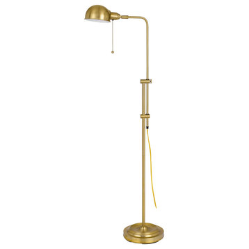 58" Brass Adjustable Traditional Shaped Floor Lamp With Bronze Dome Shade
