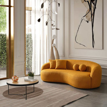 Drake Japandi Style Curvy Boucle 3 Seater Living Room Sofa
