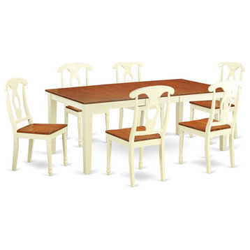 East West Furniture Quincy 7-piece Wood Dining Table and Chair Set in Cherry