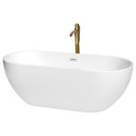 Wyndham Collection - Wyndham Collection Brooklyn 67" Acrylic Freestanding Bathtub in Gold/White - Enjoy a little tranquility and comfort in the Brooklyn freestanding bath. The oval, ergonomic design provides a comfortable, relaxing way to enjoy some much-deserved me time as you stretch out and enjoy a deep, relaxing soak. With its graceful curves and classic elegance, this versatile bathtub complements a wide range of tastes and styles. What could be better than luxury and practicality at an amazing price?
