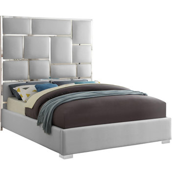 Milan Faux Leather Bed, White, King