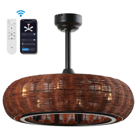 JONATHAN Y Lighting JYL9728 Cassidy 11.5" 7 Blade Indoor Smart - Dark Brown /