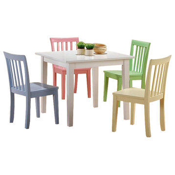 Coaster Rory Wood 5-Piece Square Kids Table and Chair Set in Multi-Color