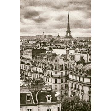 "Rooftops and Eiffel" Fine Art Giant Canvas Print, 48"x72"