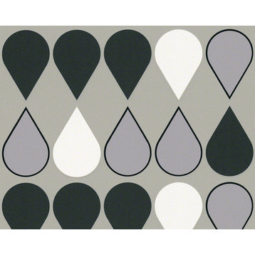 Non-Woven Geometric Wallpaper - DW228940231 Black and White Wallpaper, Roll