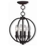 Livex Lighting - Livex Lighting 4664-07 Milania - 4 Light Chain Lantern in Milania Style - 12.5 I - Add fresh style to an entryway, dining room and moMilania 4 Light Chai BronzeUL: Suitable for damp locations Energy Star Qualified: n/a ADA Certified: n/a  *Number of Lights: 4-*Wattage:60w Candelabra Base bulb(s) *Bulb Included:No *Bulb Type:Candelabra Base *Finish Type:Bronze