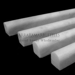White Carrara Marble Italian Bianco Carrera Bullnose Pencil Molding Honed - Products
