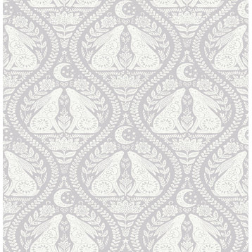 Grey Moon Rabbit Peel & Stick Wallpaper, Swatch