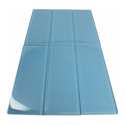 3x9 Blue Glass Subway Tiles - Home Accessories & Decor
