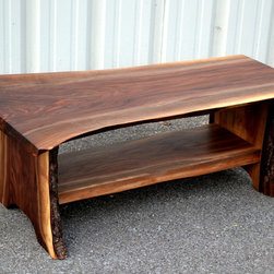 Live Edge Walnut Bench with Shelf - Accent And Storage Benches