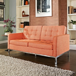 Florence Style Orange Wool Loft Loveseat - Loveseats
