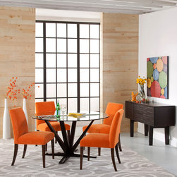 Aura Round Glass Top Dining Table in Java Finish - Products