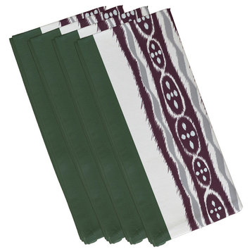 Ikat Ribbon Stripes Print Napkin, Herb Green, Set of 4