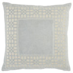 Jaipur Living - Jaipur Living Azilane Trellis Throw Pillow, Light Blue/Cream, Polyester Fill - Sleek and soft details combine in effortless sophistication to form the transitional Mezza pillow collection. The Azilane throw pillow boasts luxe, stone-washed cotton velvet with a detailed lace lattice applique design. The glass blue and cream colorway complements any bedroom or living space decor.