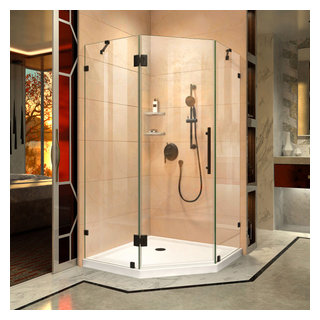 DreamLine DL-6052-06 Prism Lux 40 x 40 Frameless Hinged Corner Shower Enclosure in Oil Rubbed Bronze with White Acrylic Base Kit