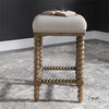 Uttermost Pryce Coastal Wood and Fabric Counter Stool in Light Walnut