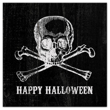 Scull and Crossbones Happy Halloween 30x30 Canvas Wall Art