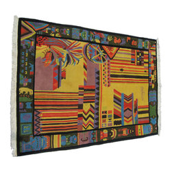 AccentsVintage Signed Nini Ferrucci Aztec Motif Vibrant Rug - SOLD - Rugs