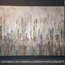 ABSTRACT ART, "City Glimmer", 30 x 40 - Paintings