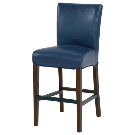 Milton Bonded Leather Counter Stool, Vintage Blue