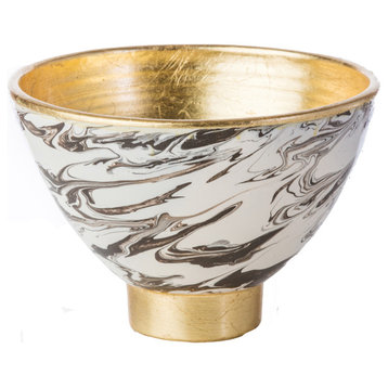 Roma Collection, Marble Footed Bowl With Gold Accents