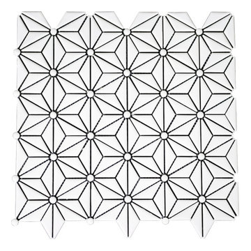 White Multi Finish Triangle Ceramic Mosaics