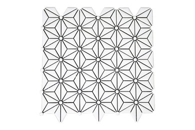 Inspiration for a contemporary kitchen remodel in New York with white backsplash and ceramic backsplash