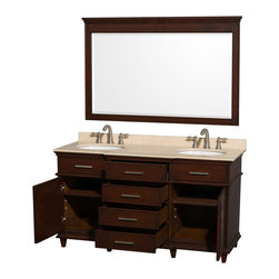 Ackley 60 inch Chestnut Finish Double Sink Bathroom Vanity - Bathroom Vanities And Sink Consoles
