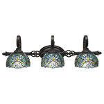 Toltec Lighting - Toltec Lighting 163-DG-9925 Elegant� - Three Light Bath Bar - Elegant? 3 Light Bath Bar Shown In Dark Granite Finish With 7" Turquoise Cypress Tiffany Glass.Assembly Required: TRUE Shade Included: TRUEDark Granite Finish with Turquoise Cypress Tiffany Glass *Number of Bulbs:3 *Wattage:100W *Bulb Type:Medium Base *Bulb Included:No *UL Approved:Yes
