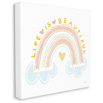 Life Is Beautiful Quote Patterned Rainbow Sky Cloud Text,1pc, each 24 x 24