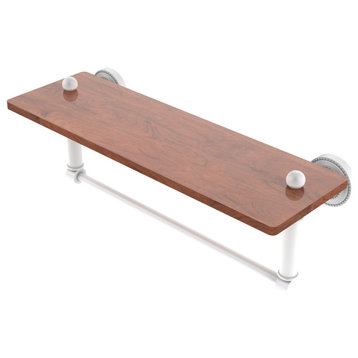 Dottingham 16" Solid Wood Shelf with Towel Bar, Matte White