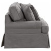 Transitional 3 Seater Sofa, Comfortable Slipcovered Seat With Rolled Arms, Gray