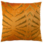 Plutus Brands - Plutus Magnetism Handmade Throw Pillow, Single Sided, 18x18 - Bring warmth and happiness with this vibrant designer orange velvet accent pillow.  The front fabric of this luxury decorative throw pillow originates from Italy.