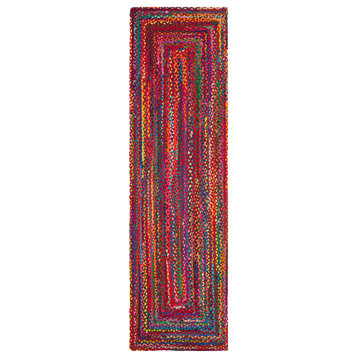 Safavieh Braided Collection BRD210 Rug, Red/Multi, 2'3"x15'