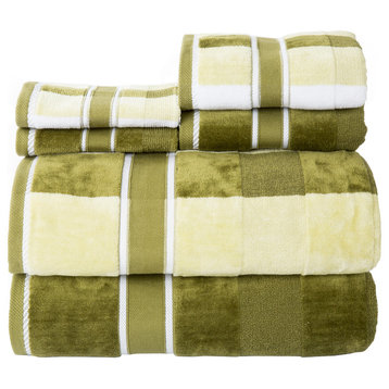 6 Piece Complete Bathroom Towel Set- Green Lavish Home