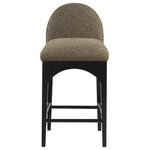 Meridian Furniture - Waldorf Chenille Upholstered Stool, Black, Chenille, Natural Finish, Olive, Boucle Fabric, Black Finish - The Waldorf Boucle Fabric Counter Stool exudes elegance and comfort. Crafted with solid ash wood, this stool boasts a sturdy and durable construction. The black finished legs provide a sleek and welcoming touch to the overall design. The plush olive boucle fabric on the seat and backrest of the stool offers a soft and cozy seating experience, making it an ideal choice for long dinner conversations with family and friends.