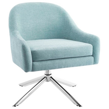 Linon London Capri Upholstered Steel Leg Swivel Accent Chair in Seafoam Green