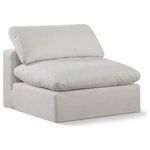 Meridian Furniture - Comfy Beige Linen Textured Fabric Modular Chair, Cream, Linen Textured Fabric, Armless Chair - Give your space a whole new look with this cream Comfy linen textured fabric armless chair. This handsome chair fits nicely with other items in the Comfy collection and is a versatile seating option designed for adaptability, comfort and style. Wrapped in rich cream durable linen textured fabric upholstery, this chair offers a plush embrace of overstuffed down feather cushions, carefully crafted to deliver the highest level of comfort. The perfect seat for creating an oasis for relaxation, this chair has thick foam surrounding its frame for added support and coziness.