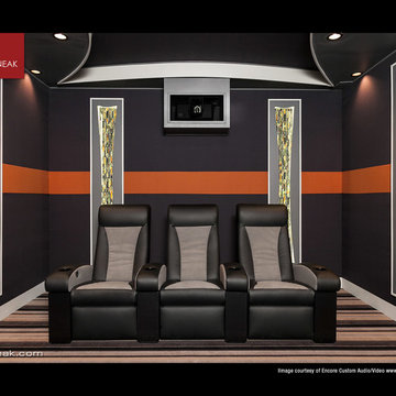 Modern Home Theater with Fortuny Incliner Seats.