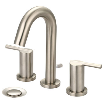 i2v Two Handle Widespread Bathroom Faucet, Brushed Nickel, Brass Pop-Up Drain