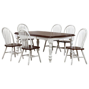 Sunset Trading Andrews 7-Piece 72" Extendable Wood Dining Set in White