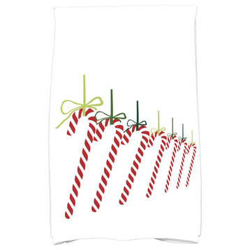 Candy Canes Holiday Geometric Print Kitchen Towel, Green