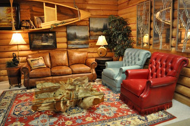 Inspiration for a rustic living room remodel in Other