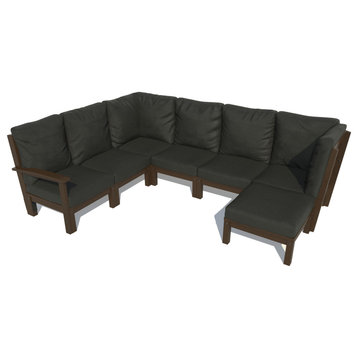 Bespoke 7-Piece Sectional Sofa Set With Ottoman, Jet Black/Weathered Acorn