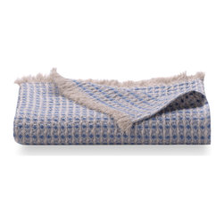 Nida Sea Blue Linen Throw - Throws