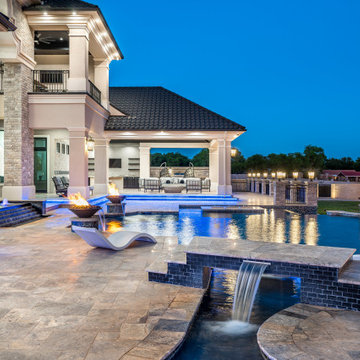 Modern Estate Pool with Luxury Water Features