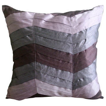 Textured Pintucks Plum Pillows Cover, Art Silk Pillow Covers, Plum Waves, 1. Plum (Plum Waves), 18"x18"
