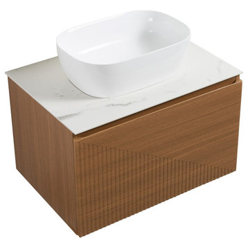Simon Series Wall Mount Vanity With a Porcelain Vessel Sink, 30"